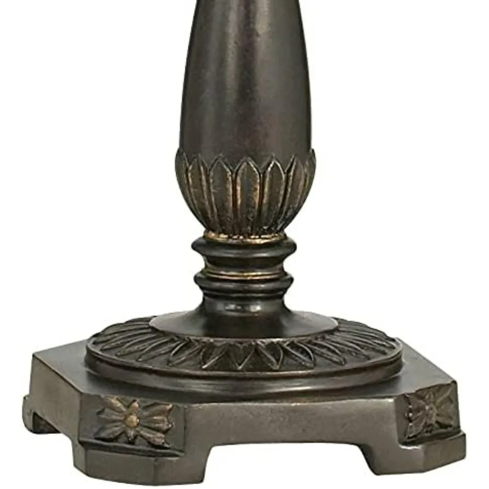 مصباح مكتبي بذراع متأرجح ريفي تقليدي مع منفذ شحن USB، معدن برونزي طبيعي، ارتفاع 22.5