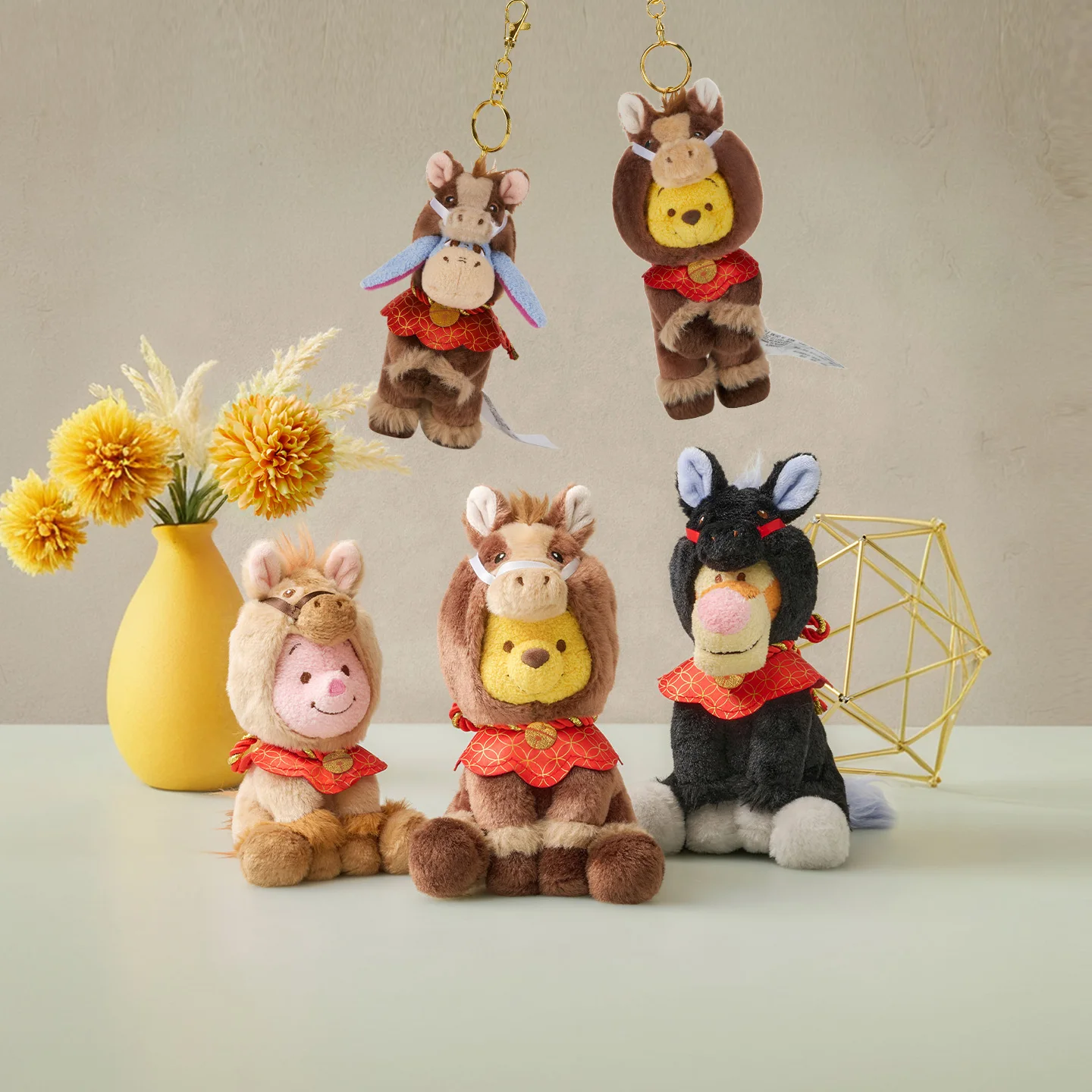 Llavero Limitado Disney Año del Caballo 2026, Amuleto de Peluche de Pony del Año Nuevo Chino, Mascota de la Suerte Roja y Dorada para Bolso, Regalo