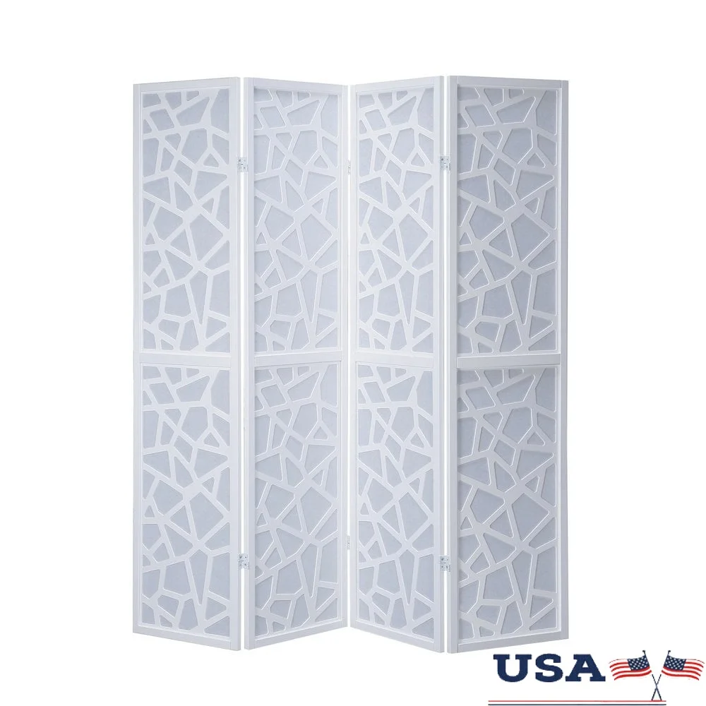 

Contemporary 4 Panel Room Divider Foldable Rice Paper Wood Screen Living Space Separation and Home Decoration