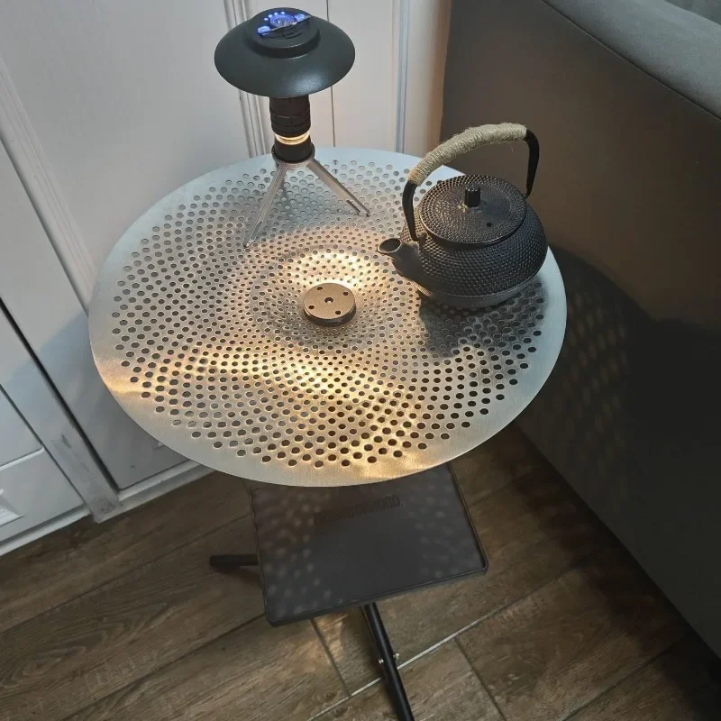 

Home Balcony Folding Table Lure Camping Small Round Table ORV Portable Coffee Table Simple Assembled Furniture