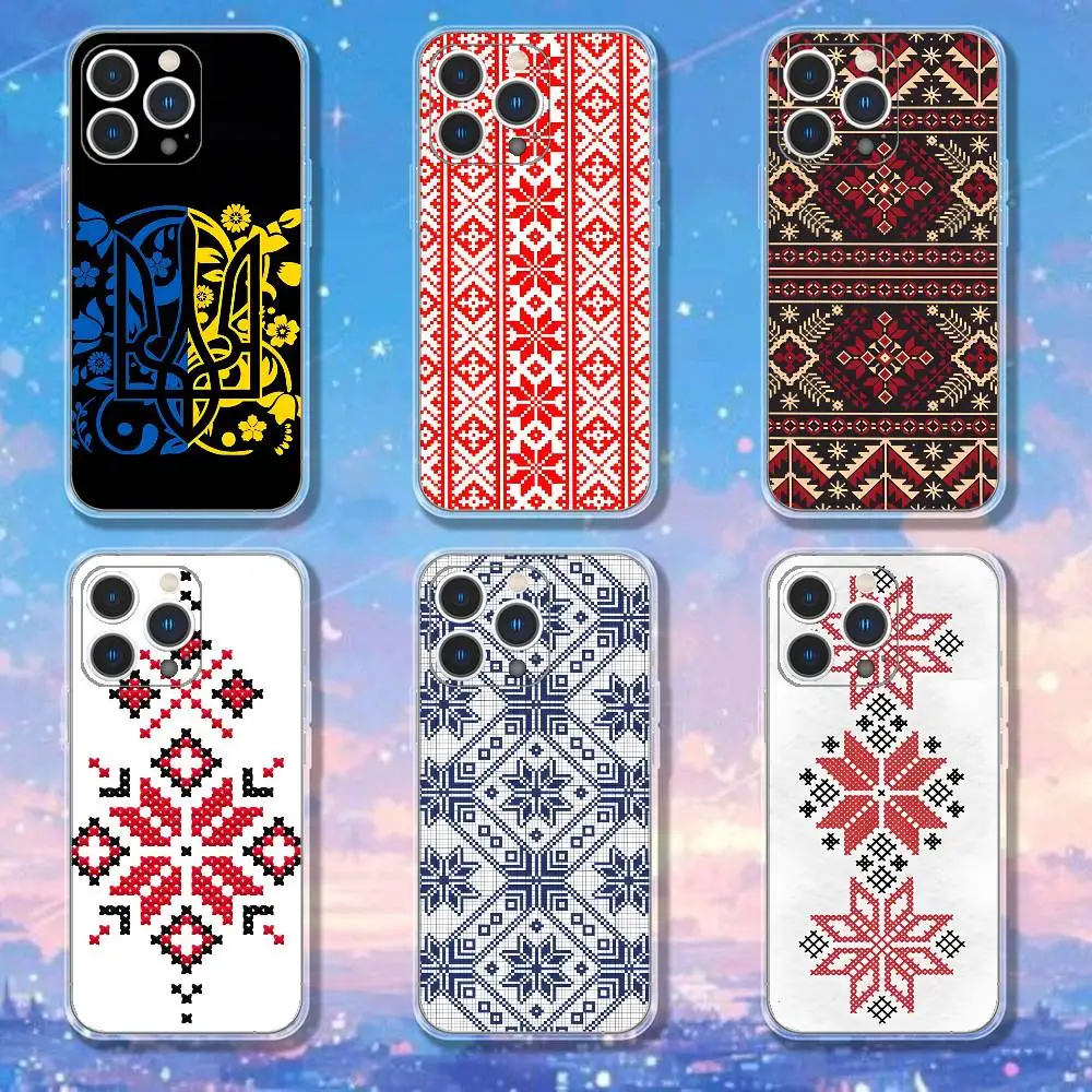 

Ukraine Ornament pattern Phone Case For iPhone 17,16,15,14,13,12,11 Pro,Max,Plus,X,XS,XR,SE4,E Mini Transparent Soft Cover
