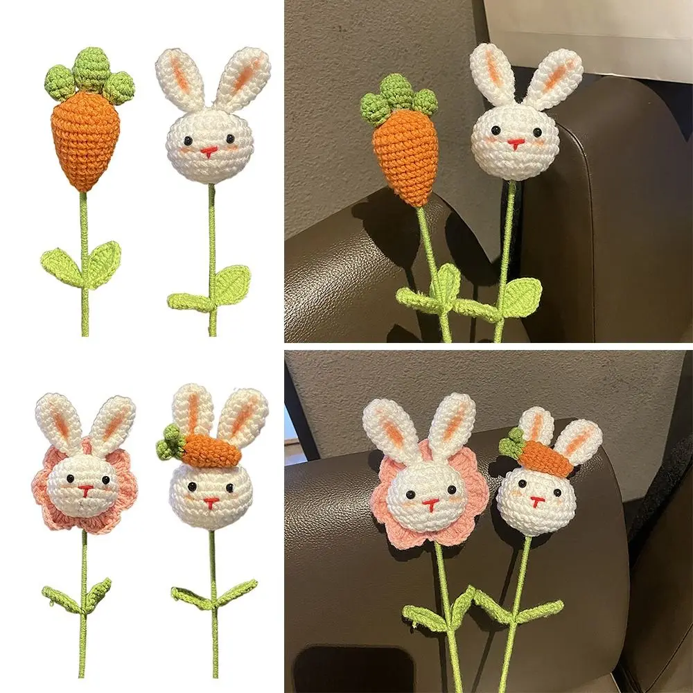 Cotton Hand-woven Valentine's Day Gift Carrot Pattern DIY Flower Rabbit Crochet Flowers Hand-knitted Artificial Flowers Bouquet