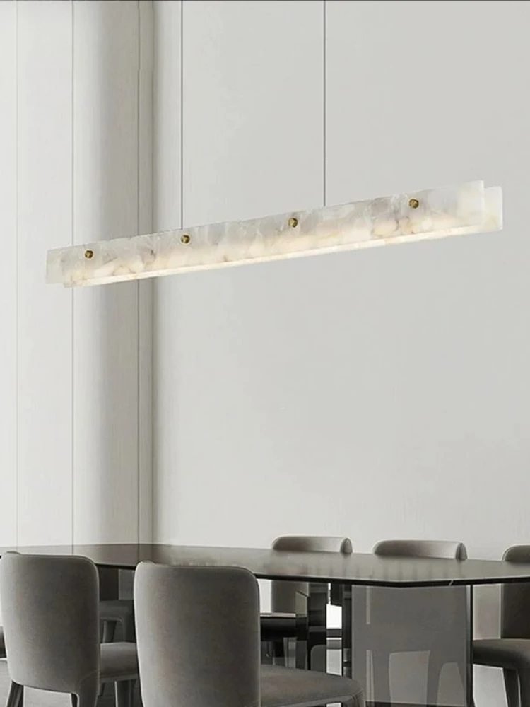 Lampa wisząca z naturalnego marmuru LED minimalistyczny żyrandol do zawieszenia na suficie nad wyspę kuchenną, do jadalni, baru — 2