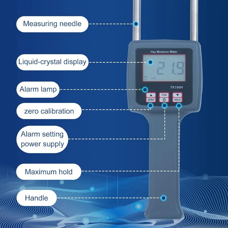 Portable Hay Moisture Meter - Precise Hay Moisture Tester with Probe for Monitoring and Ensuring Optimal Hay Quality,