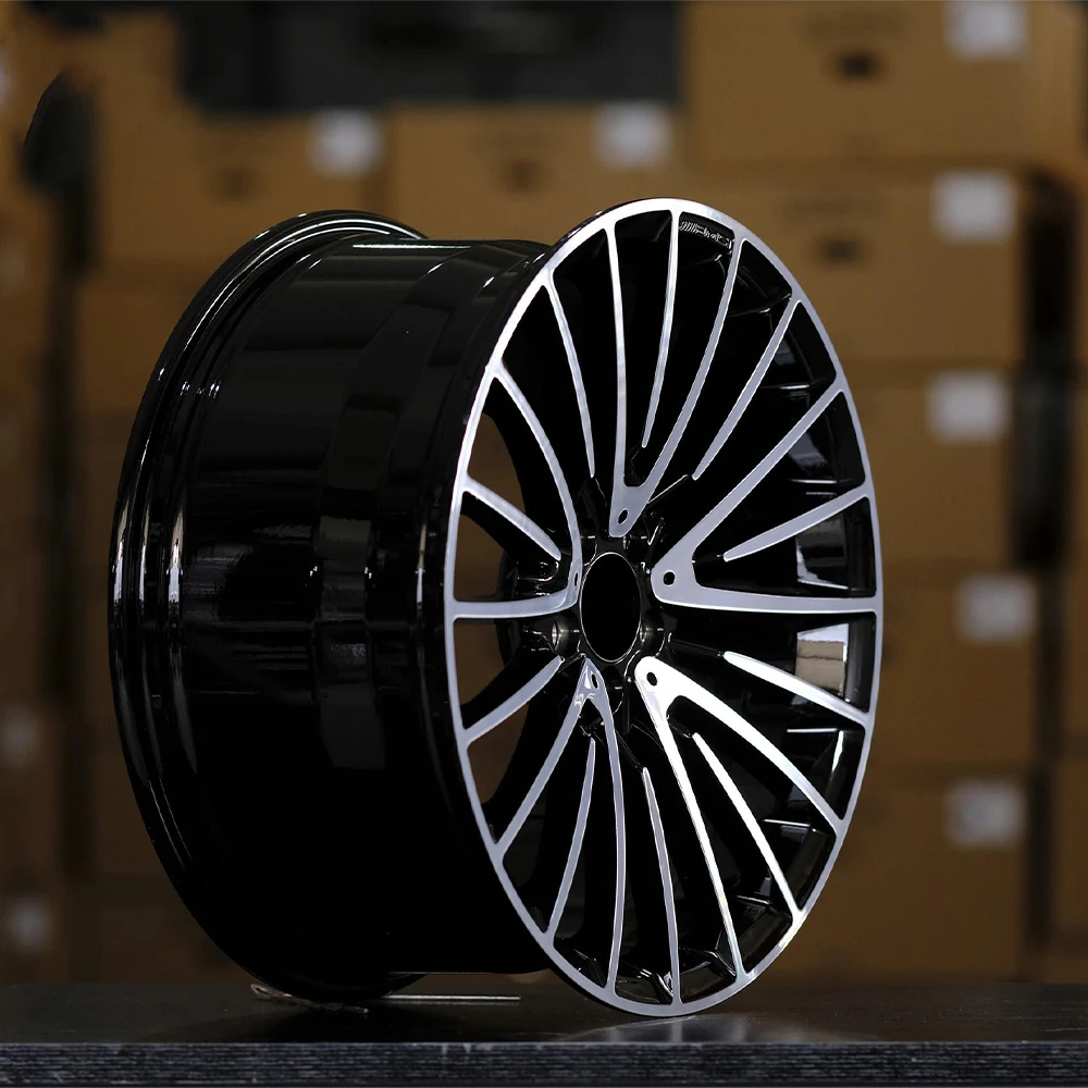 For Staggered Rims 18-20 Inch Lightweight Sport Multi-Spoke PCD 5x112 Machined Face Black Aluminium Alloy Wheels for Mercedes