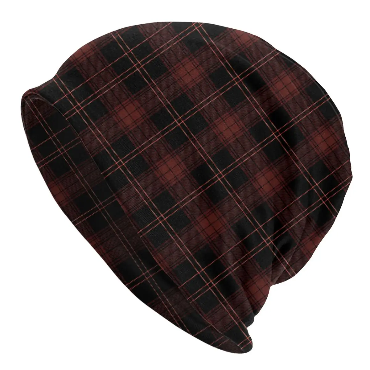 Red Plaid Black Tartan Bonnet Homme Outdoor Thin Skullies Beanies Stewart Tartan Plaid Caps For Men Women Novelty Hats