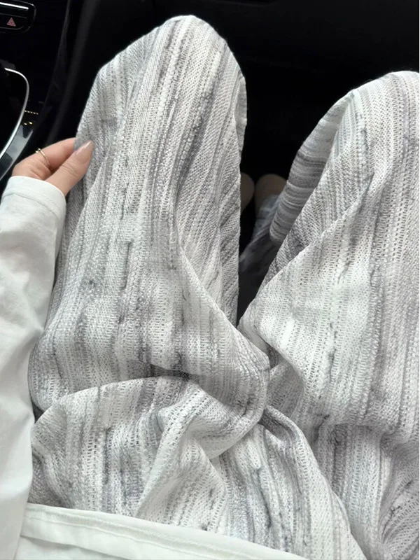 

Qui Dry Dyed Ice Silk Loose Fit Straight Leg Summer Casual Sports Pants for Men Breathable Lightweight Durable Leisure Trou...