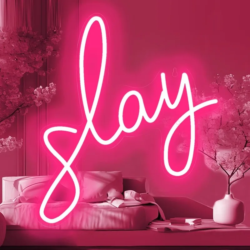 Slay Wall Decoration Neon Sign, Ladies Room Bedroom Wedding Birthday Party LED Neon Sign, Interior Decoration USB Power Supply