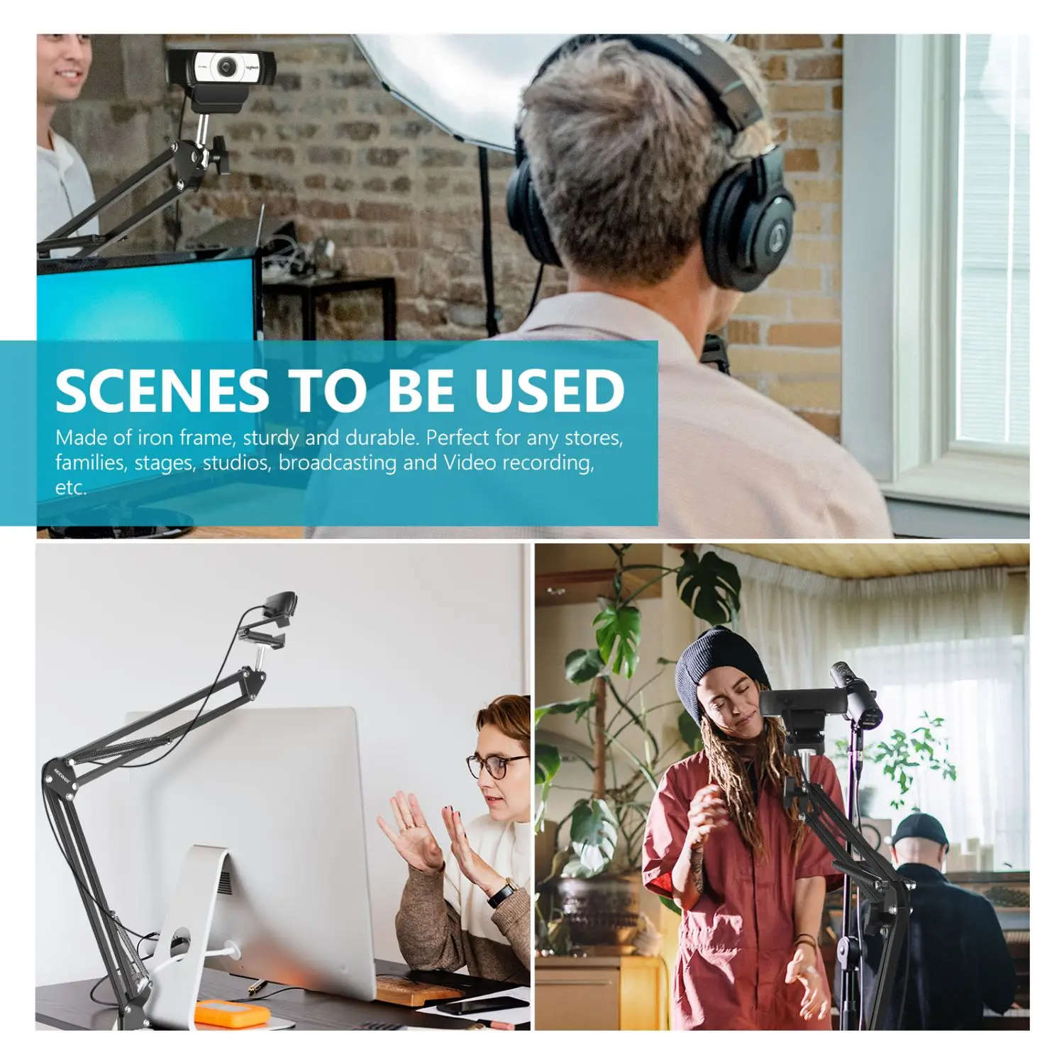 Neewer Desktop-Klemme, verstellbare Aufhängung, Ausleger, Scherenarm, Ständer, Halter 360° °   Rotation für Logitech Webcam C922 C930e C930 C920