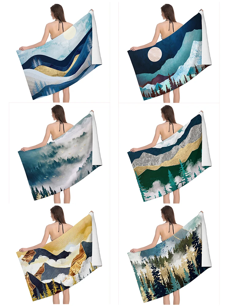 Home bath towels for the body towels bathroom quick drying microfiber beach Oil painting style man large sports towel aaaa