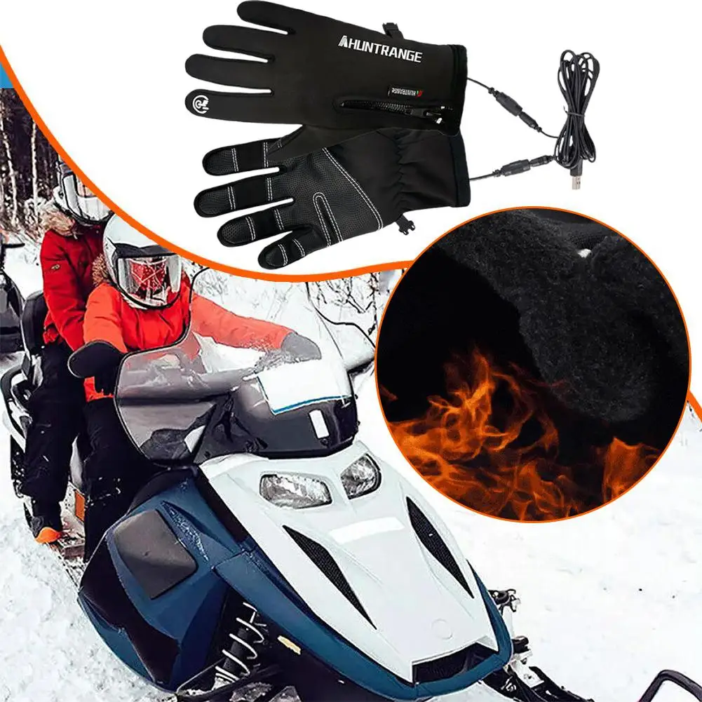 Winter Heated Gloves For Men Waterproof Windproof Cold Gloves Snowboard Motorcycle Riding Driving Warm Touchscreen Zipper G B2C8