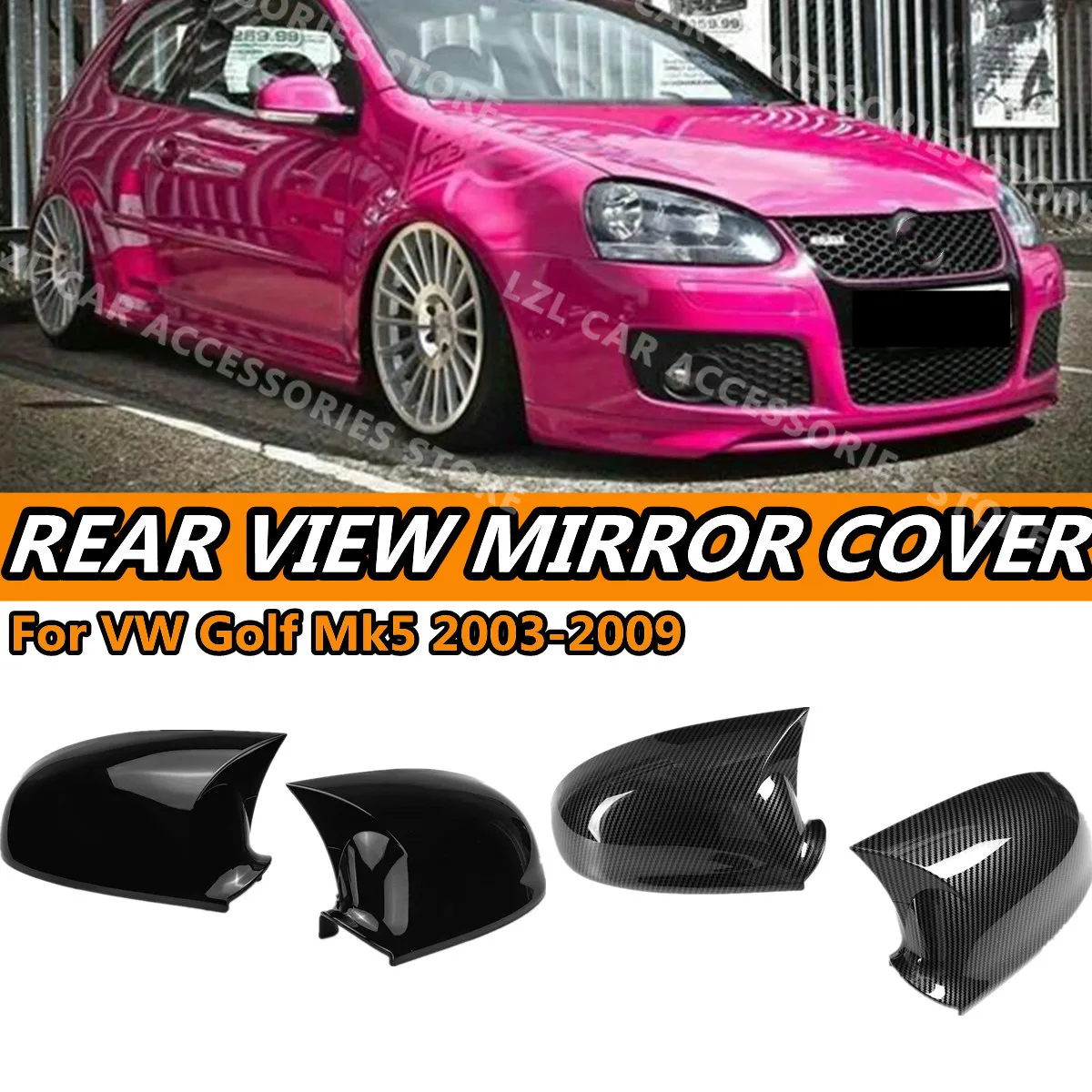 Rearview Mirror Cover Cap Trim For VW Golf 5 MK5 GTI R32 2003 - 2009 Rear Wing Mirror Caps Left + Right M Style Car Side