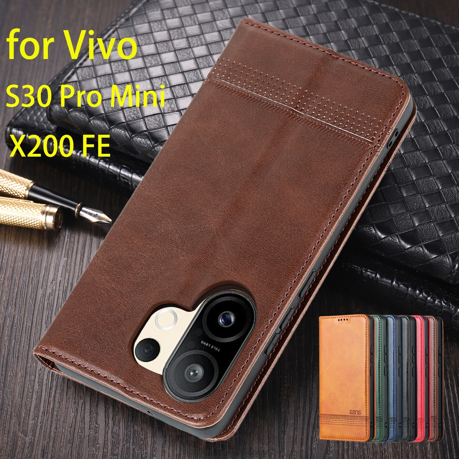 

Роскошный магнитный адсорбционный чехол из искусственной кожи для Vivo S30 Pro Mini/X200 FE, защитный чехол с откидной крышкой, чехол Fundas Coque