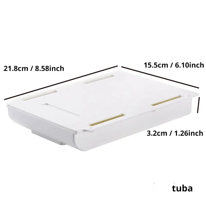 1pc White SelfAdhesive Storage Drawer Box Makeup Pencil Tray Desk Hidden Under Desk Stand Self-adhesive Under-drawer Storage Box