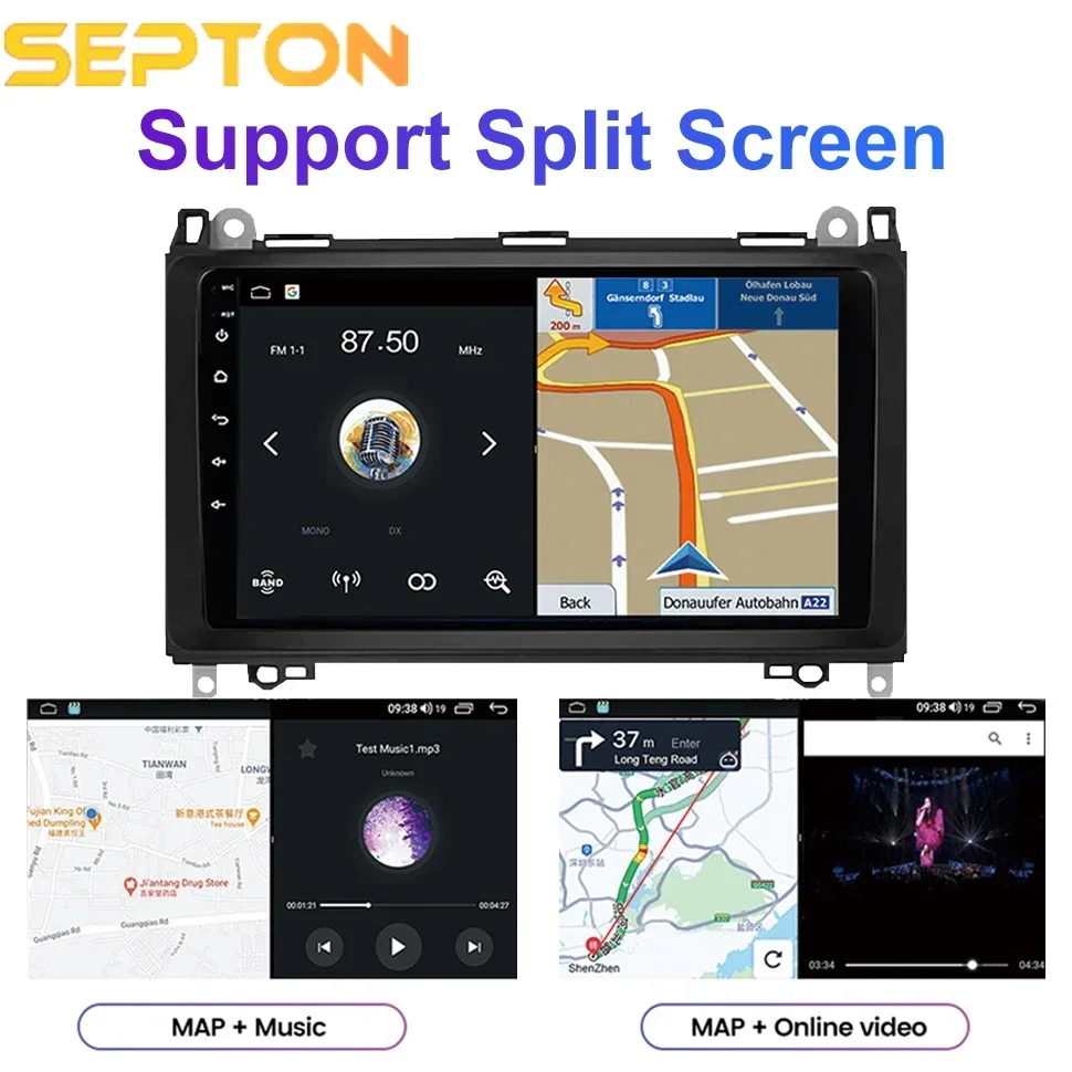 SEPTON Android 12 Autoradio GPS CarPlay per Mercedes Benz W169 W245 W639 W906 Sprinter B160 B170 B200 Vito Viano Wifi 8 + 128G