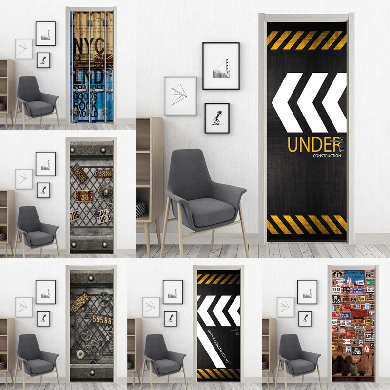 

3D PVC Door Sticker Self-Adhesive Graffiti For Removable Wallpaper Living Room Bedroom Decoration Wall Decals Art Posters