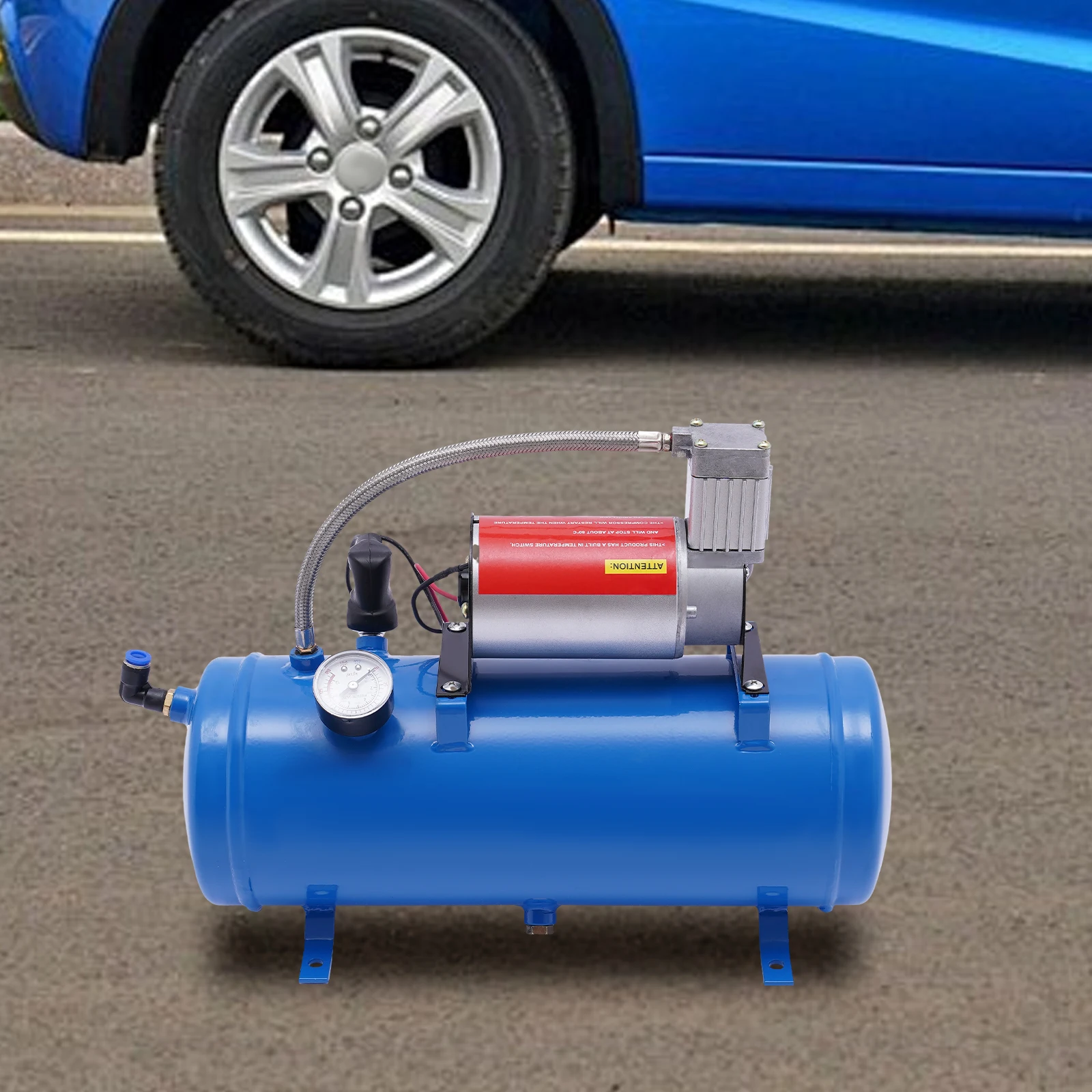 

Air Compressor, 6L DC 12V Portable Tire Inflator for Car, 100 PSI Automatic Air Pump with Auto Shut Off, for Emergency Use
