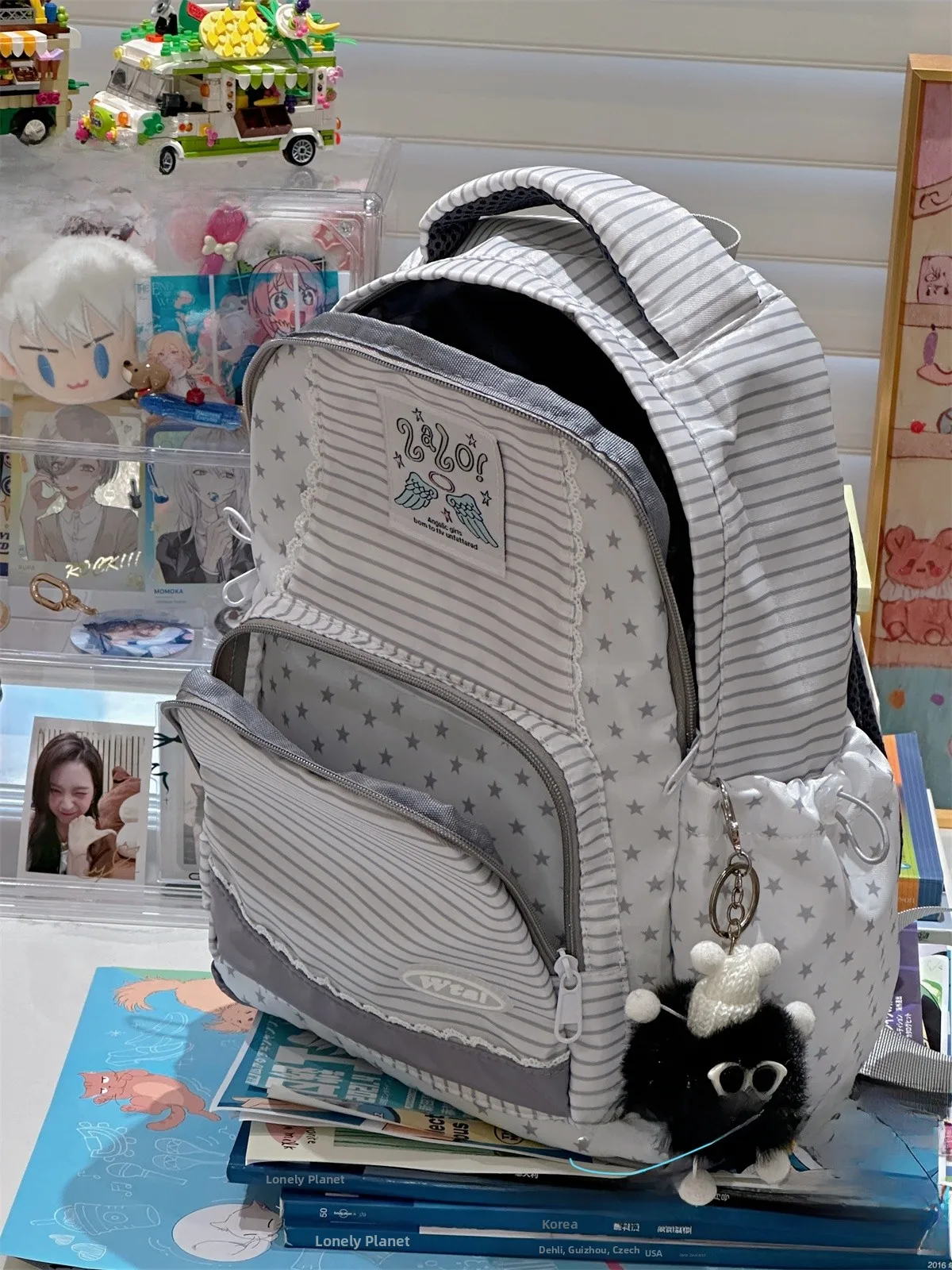 

Casual Outdoor Commuter Women's Bapa Striped Star Student Class Small Book Bag Commuting Bag Outdoor Leisure Small T...