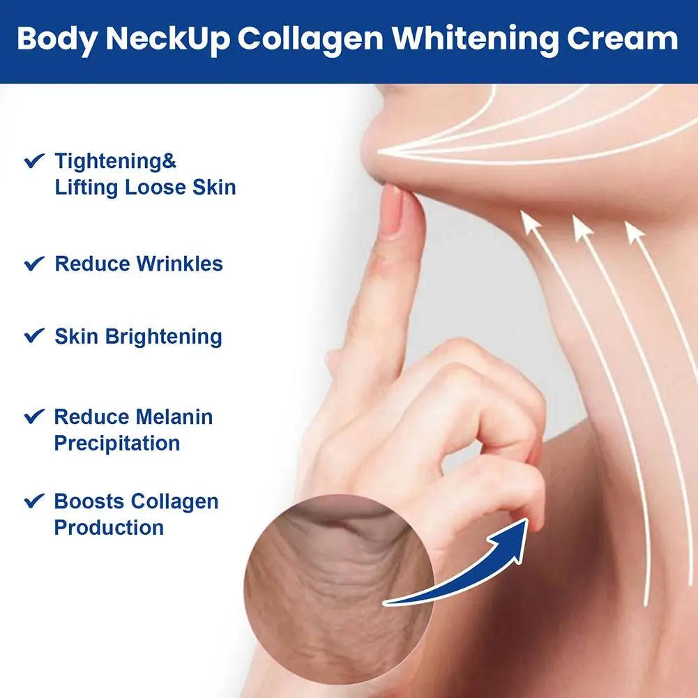 Colágeno Anti Rugas Pescoço Creme, Refirmante, Redutor Linhas Finas, Hidratante, Apertando, Anti Aging, Cuidados Com A Pele