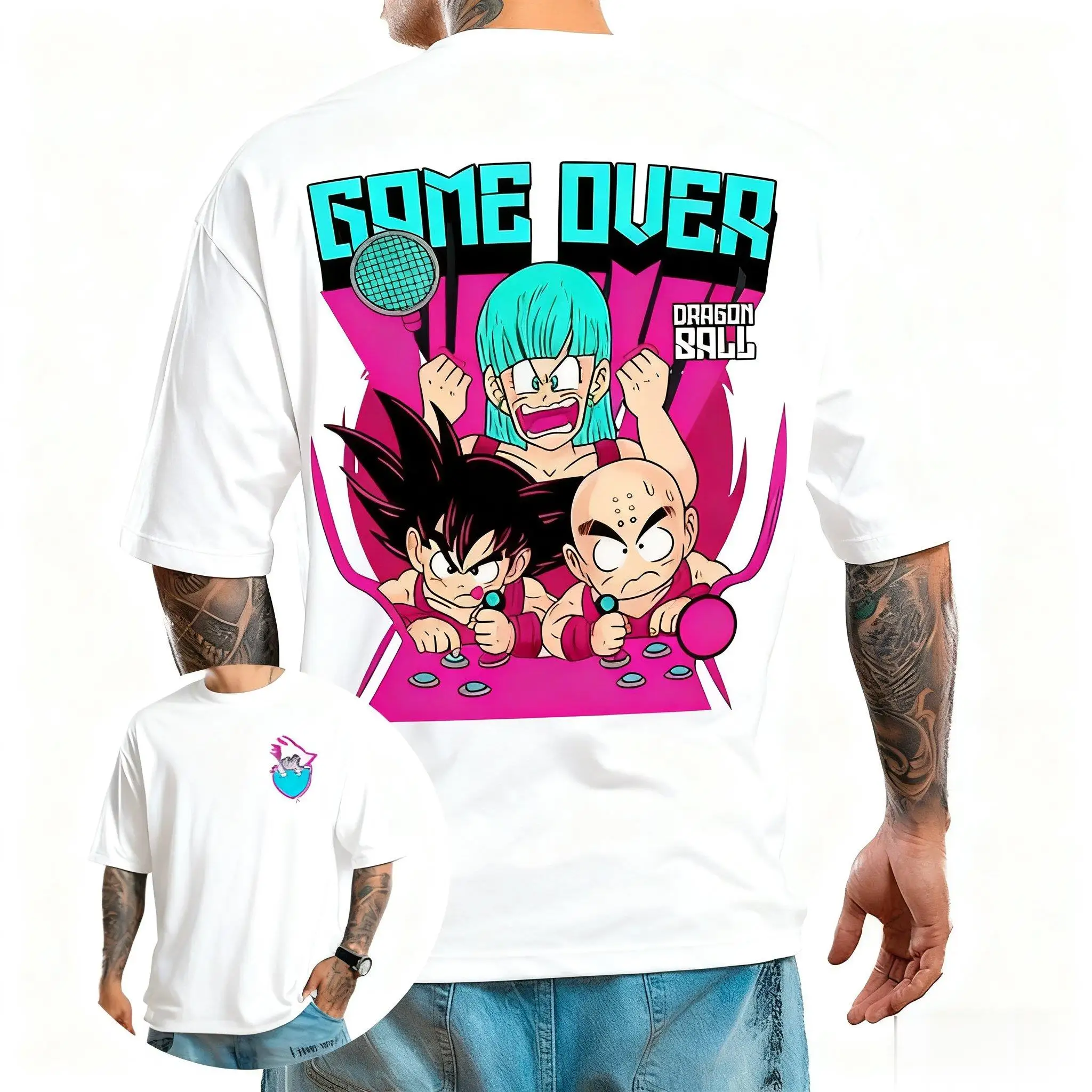 Dragon Ball T-shirt Men Anime Graphic Tee Goku Bulma Streetwear Trendy Summer Casual Loose Short Sleeve Vintage Japanese Cartoon
