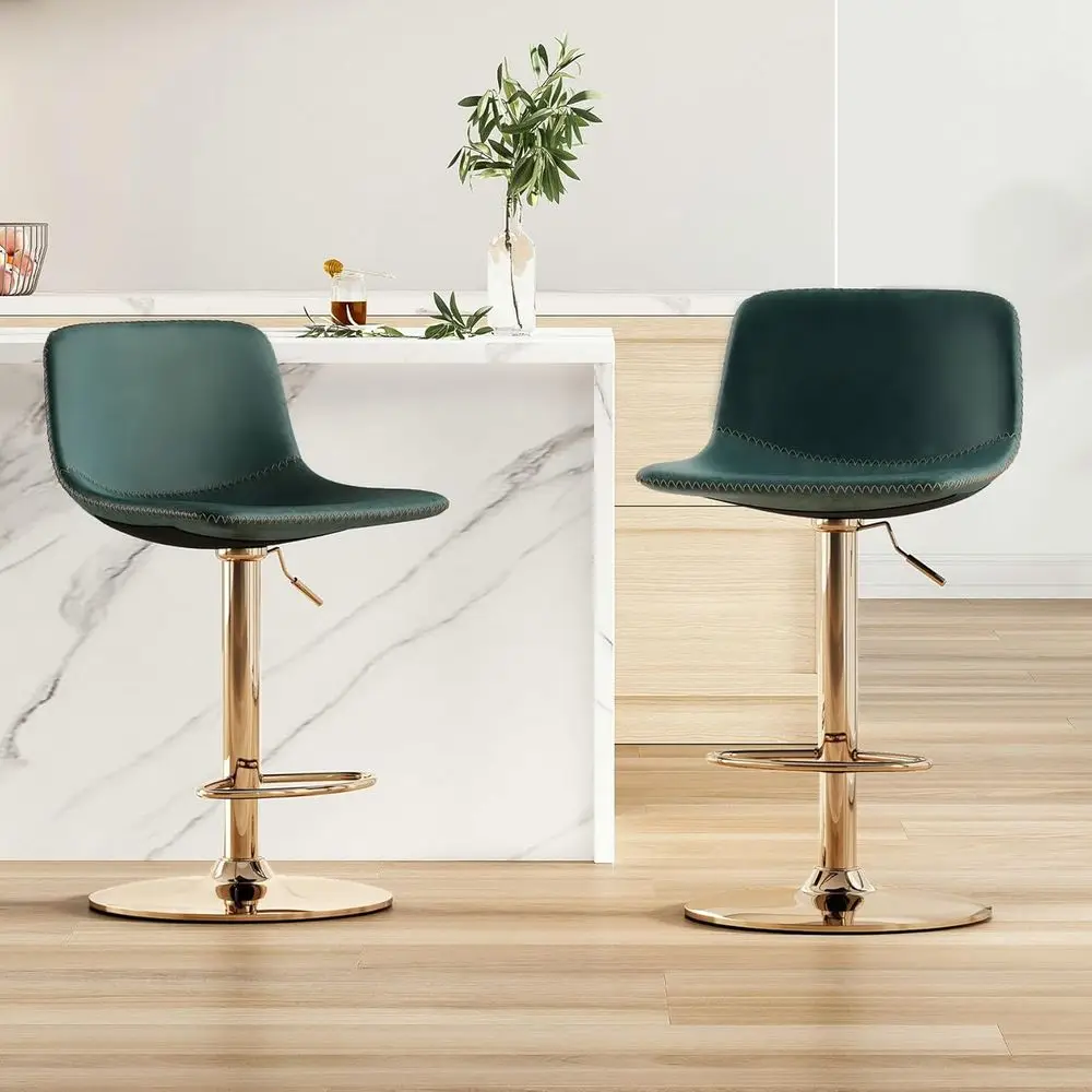 

Industrial Style Swivel Bar Stools Set of 2, Counter Height Chairs with Back Support, PU Leather for Kitchen Island or Rustic Ba