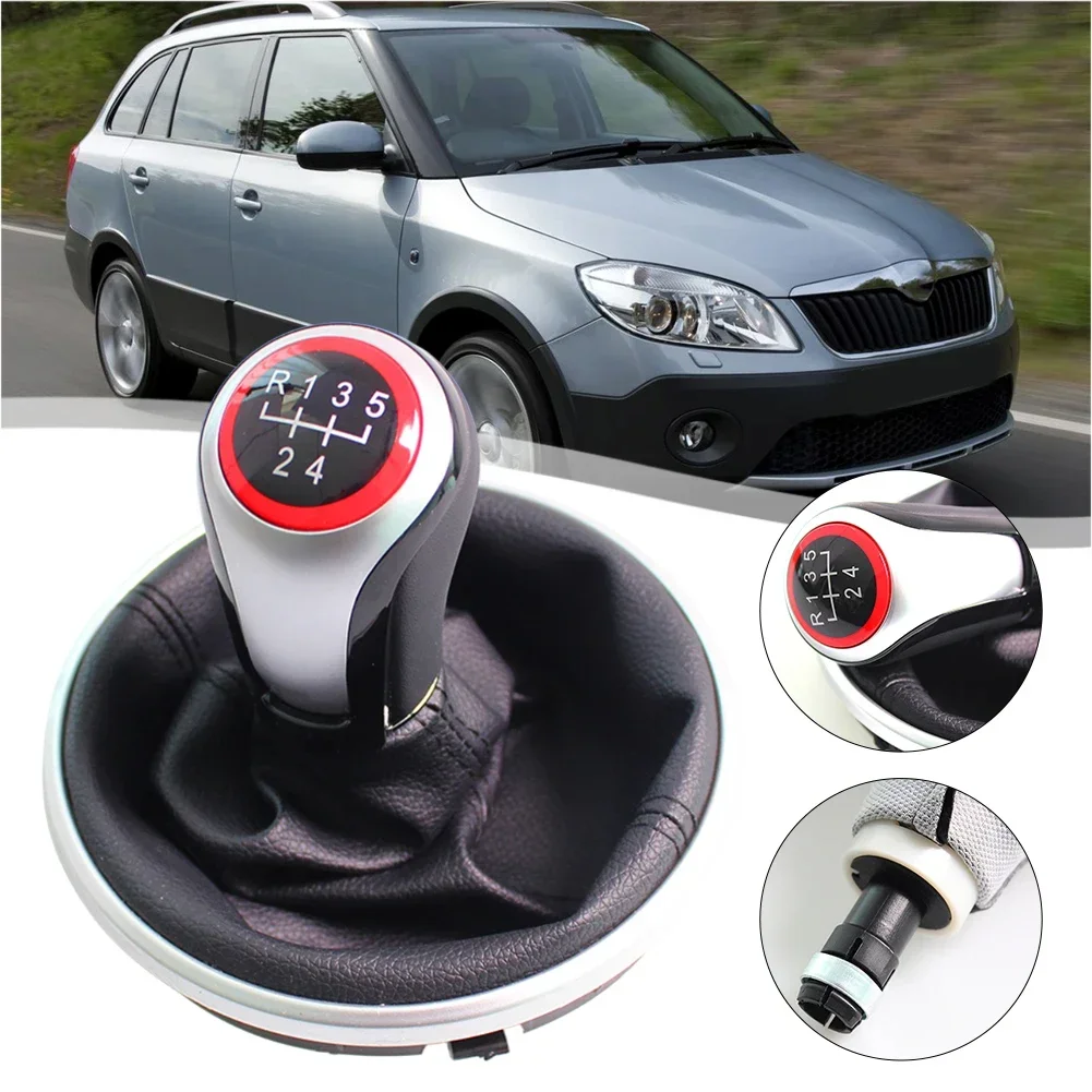 

Manual Shift Knob Lever SStick Gaiter Boot Cover For Skoda For Fabia 2 Ⅱ MK2 5 Speed Shifter Knob Bracket Base Assembly Replace