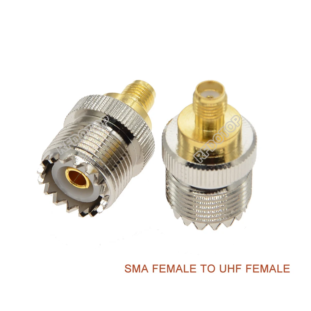 10PCS SMA Female to SO-239 PL-259 UHF Female Jack Straight Connector for Wifi Radio Antenna SO239 UHF-K to SMA-K RF Coax Adapter