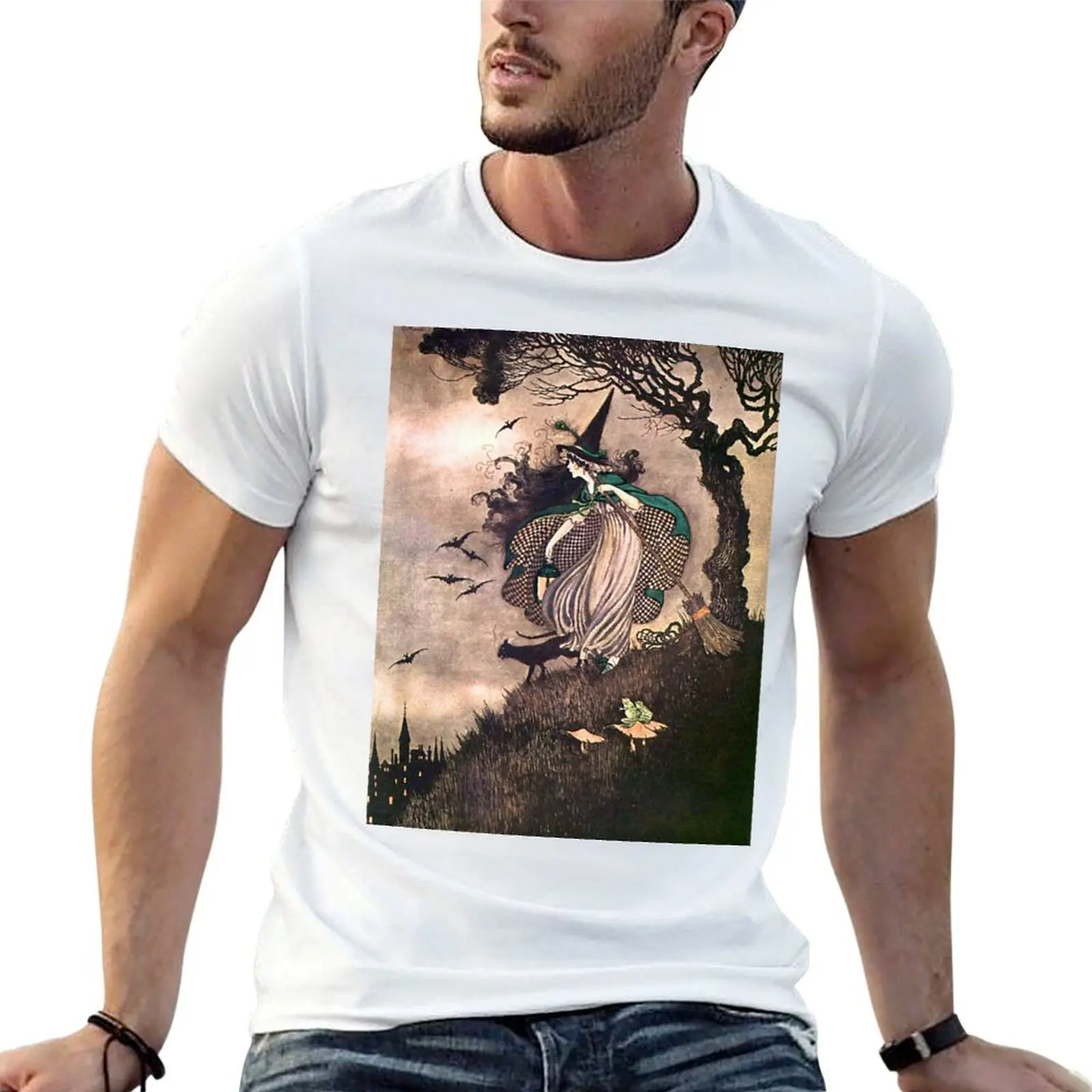 

The Little Witch - Ida Rentoul Outhwaite T-Shirt t shirts for man graphic vintage t shirts for man cotton funny T-Shirt