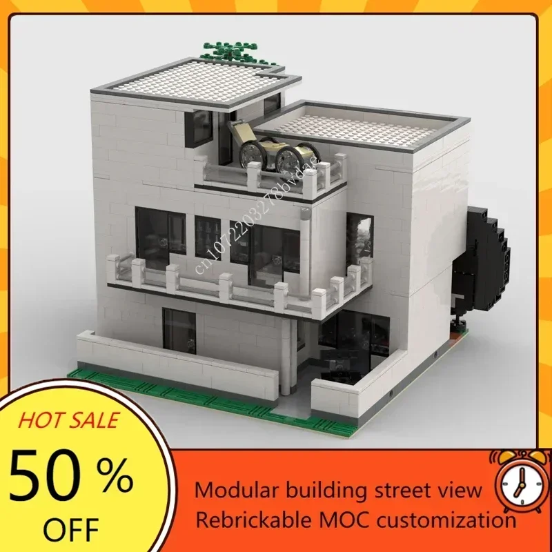 2604PCS MOC Modular Bauhaus Meisterhaus Street View Model Building Blocks Technology Bricks DIY Creative Assembly Kids Toys