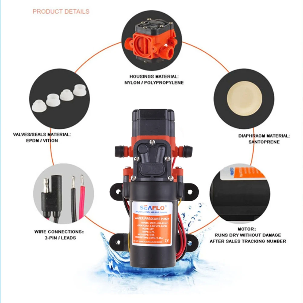 12V Electric Water Pump Self-Priming Galley Faucet Tap 360 Degree Rotation Water Tap Switch for Boat Galley Caravan Motorhome RV