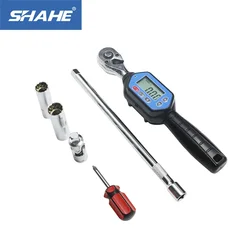 Shahe Digital Torque Wrench Kit  1.8~60N.m 3/8''Drive Dual-Direction Ratchet Head Bicycle Moto Repair Hand Tool