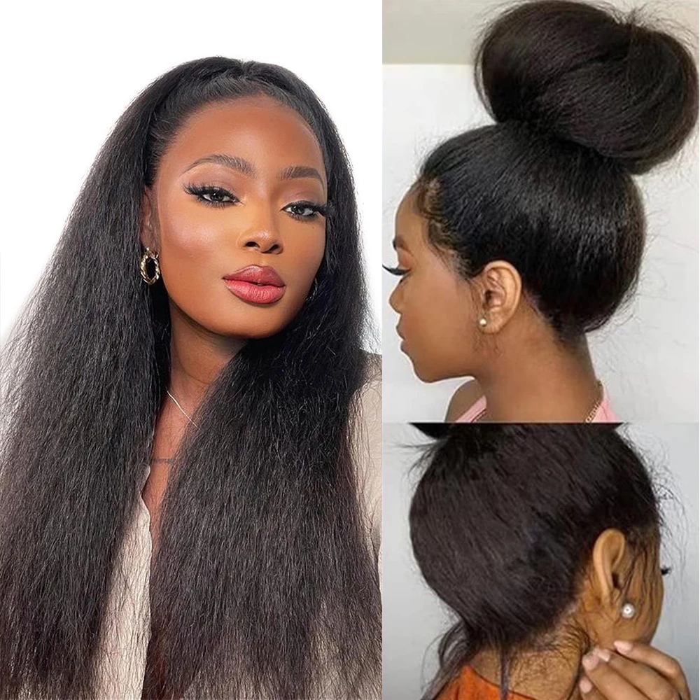 

360 Lace Front Wigs Human Hair Kinky Straight Wig 360 Frontal Wigs for Black Women 220% Density Yaki Straight Human Hair Wigs
