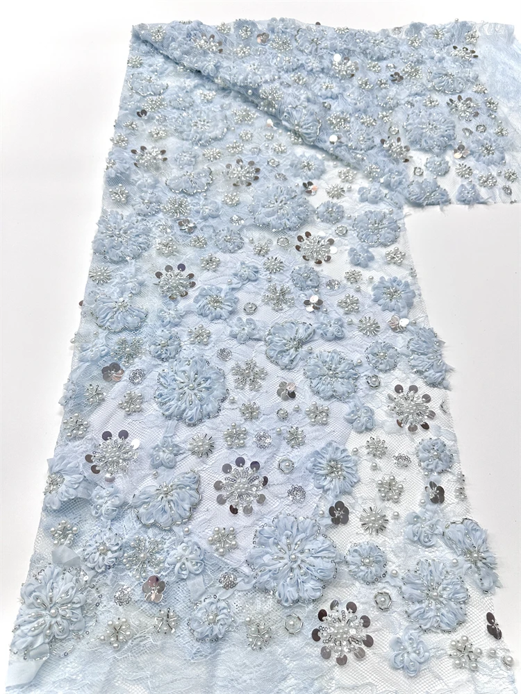 

French Tulle Beads Lace Fabric African Lace Fabric 2025 High Quality Nigerian Embroidery Lace Fabric For Wedding Sewing
