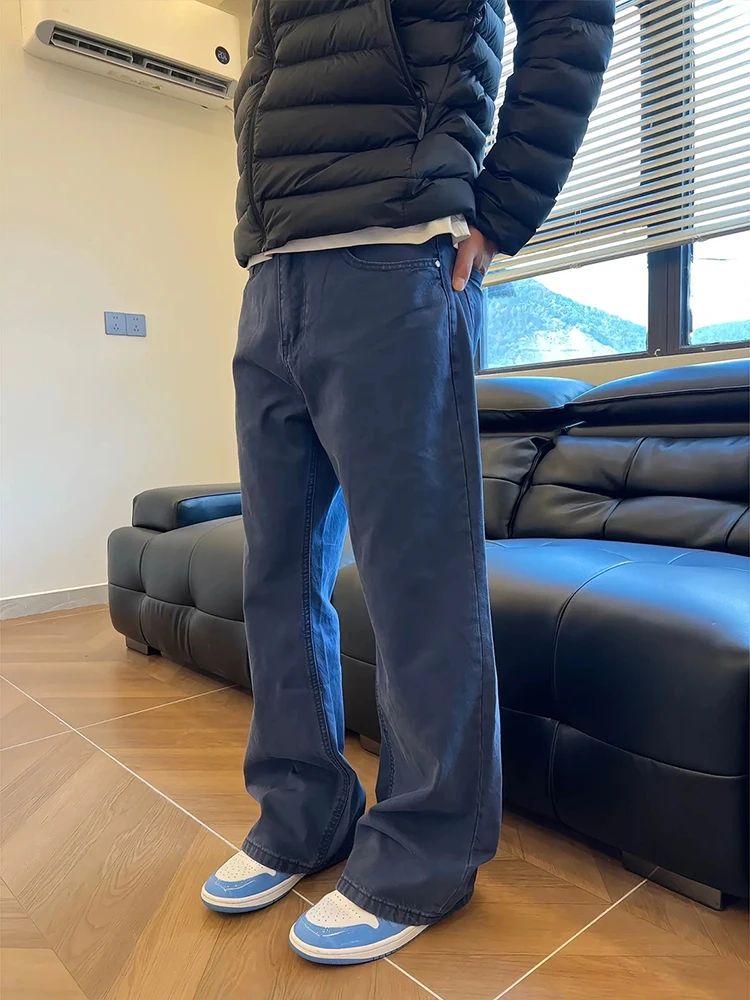 Cleanfit French Work Blue Men's Autumn Winter Straight Leg Jeans High Street Fashion Brand Casual Wear Resistant to Wear