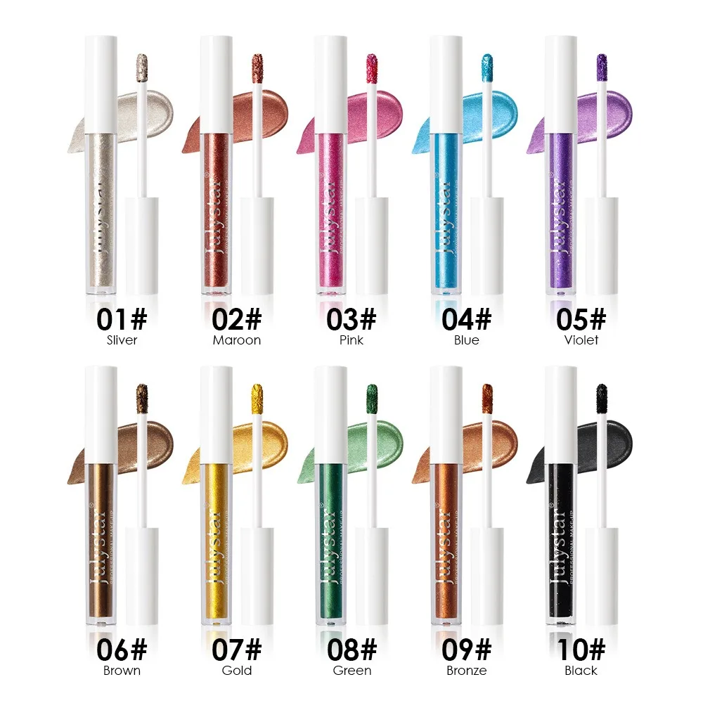 Ombretto metallico liquido a 10 colori, trucco glitterato ad alta lucentezza impermeabile a lunga durata, rosa scintillante per festival di feste