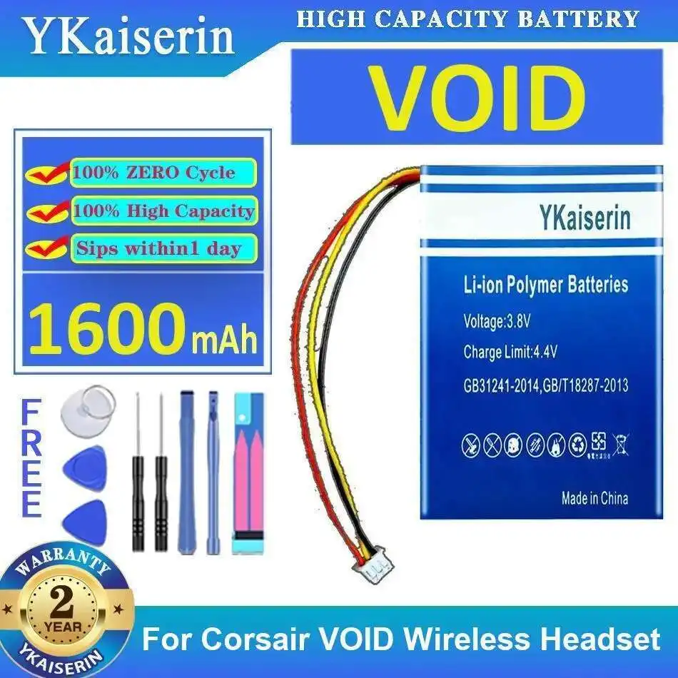 

1600Mah Earphone Battery For Corsair Void Wireless Headset Long-Lasting