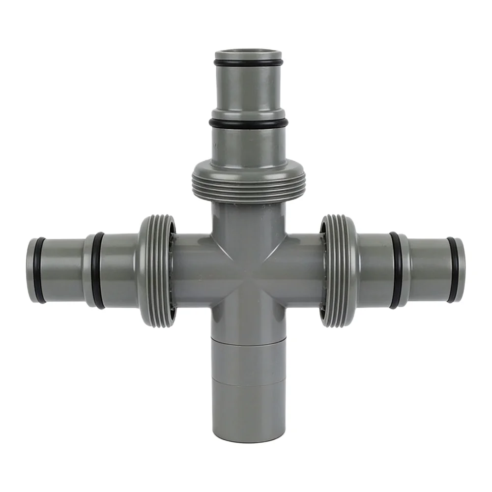 Conector en T de 3 vías para mantenimiento de piscinas, compatible con mangueras de 38 mm, para calentador de piscinas, conector de manguera de 3 vías para piscinas, como se muestra