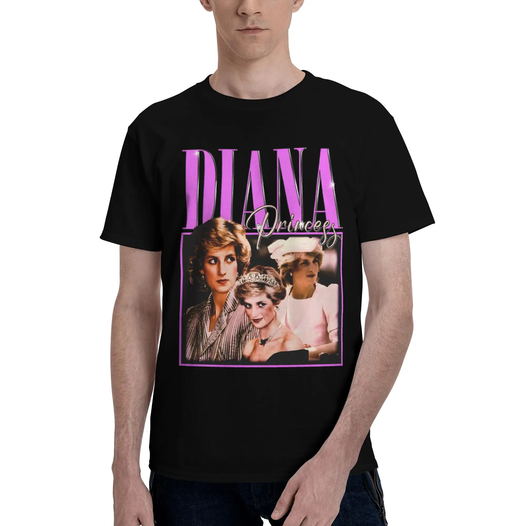 Princess Diana T-Shirts Men  Leisure Pure Cotton Tees Round Collar Short Sleeve T Shirts Plus Size Tops