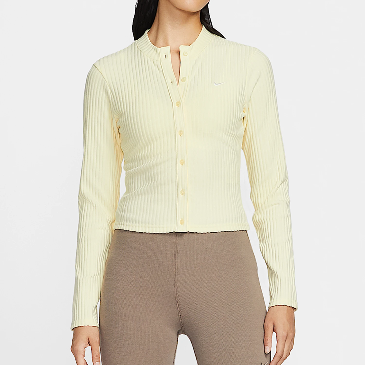 Nike genuine Spring Women's Slim Fit Wide Ribbed Fleece Long Sleeve T-shirt IF0235-744