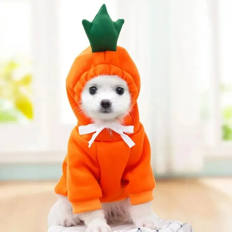 1pc New Dog Hoodie Clothes Cute Design Sweater Coat Carrot Shape Warm Fleece Outdoor Pet Outfit Outerwear for Dogs Puppy