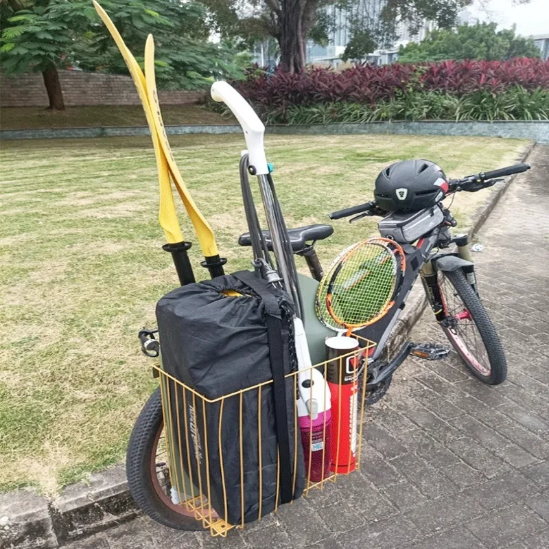 

Bike Side Storage Frame General Schoolbag Grocery Cart Frame Iron Lightweight Foldable Bicycle Panniers Bicycle Accessories
