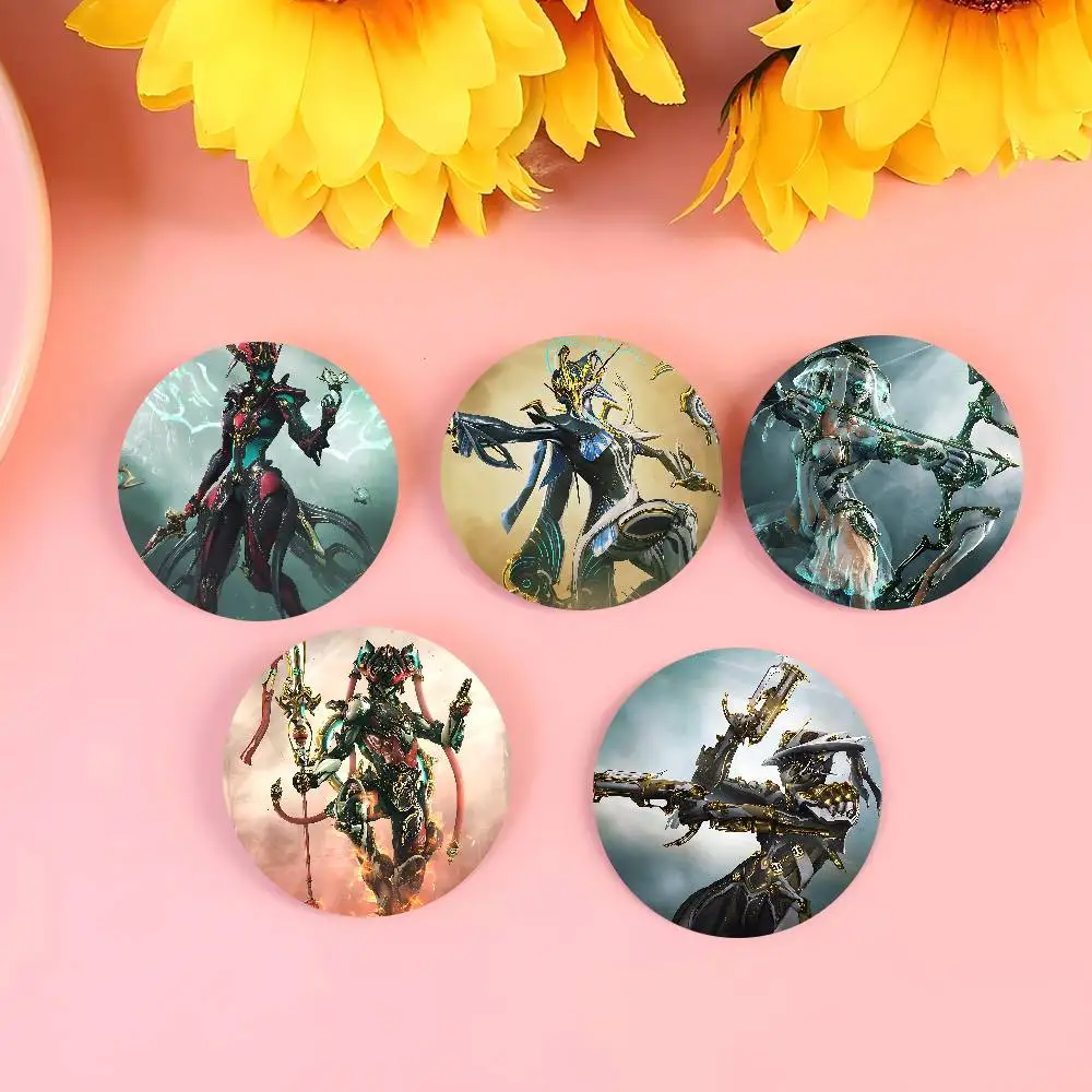 W-Warframe ألعاب أنيمي 32/44/58 مللي متر تخصيص زر دبابيس لطيف مضحك الإبداعية شارة مجوهرات ديكور هدايا للأصدقاء