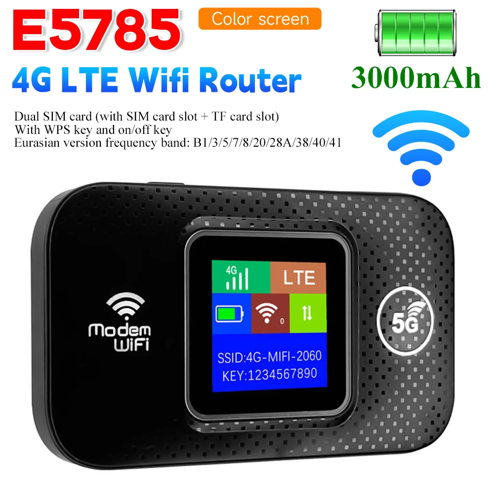 4G LTE Wireless Router Mobile WiFi Router with Dual SIM Card Slot WPS key Support B1/3/5/7/8/20/28A/38/40/41 Mini WiFi Hotspot