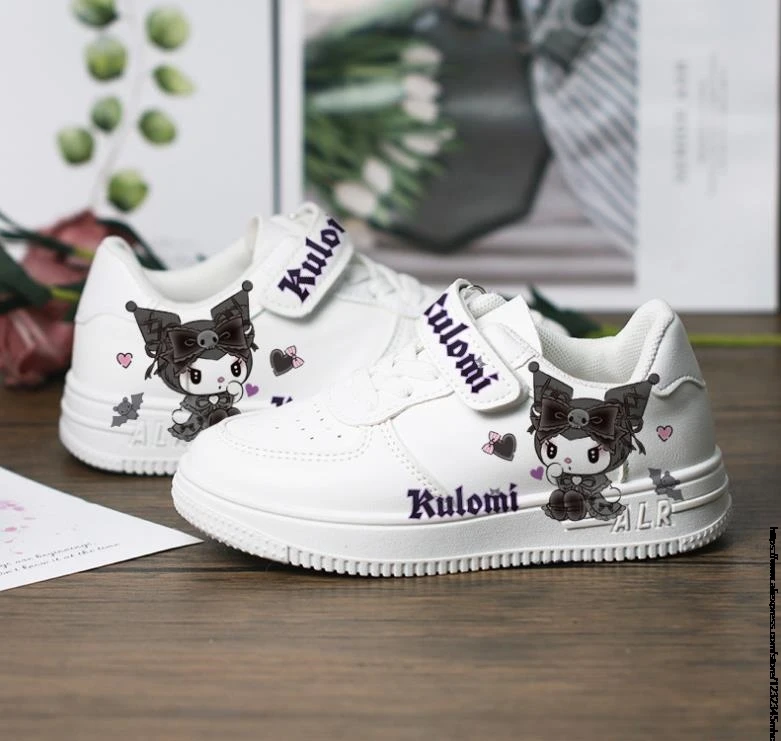 Lovely Kuromi Melody Print Sport Shoes Kids Tennis Shoes 2023 New Children White Shoes Casual Sneakers Cartoon StellaLou Shoes