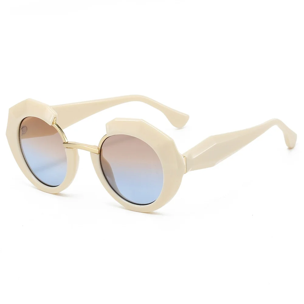 

2025 Retro Leopard Gradient Round Frame Women Sunglasses Y2K Brand Street Shooting Trend Personality Punk Men Sun Glasses UV400