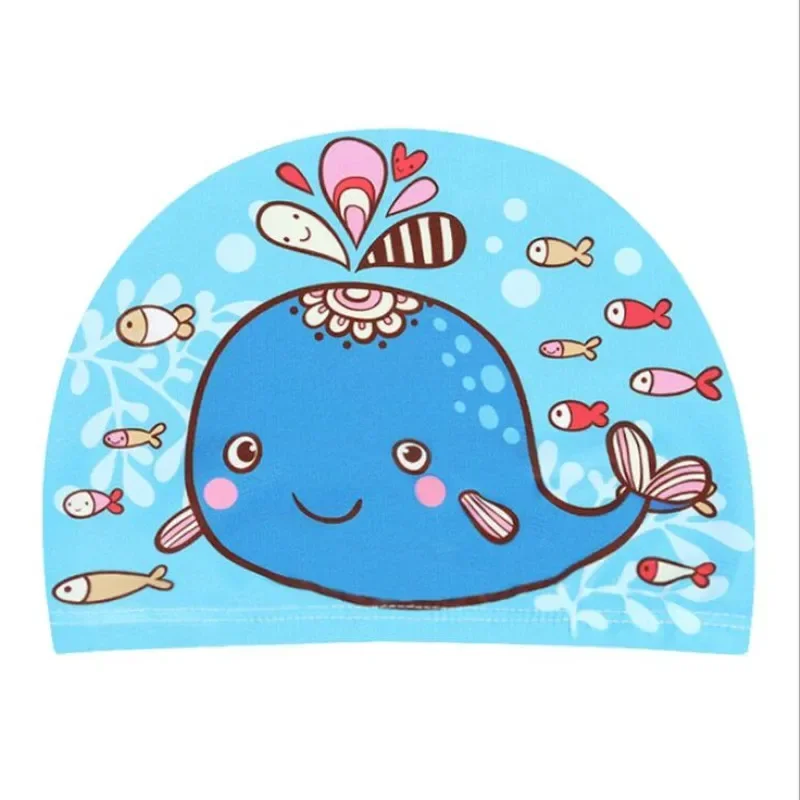 Swimming Cap for Children Elastic Fabric Cute Cartoon Pool Swimming Cap Lovely Kids Protect Ears Swim Hat for Boys Girls