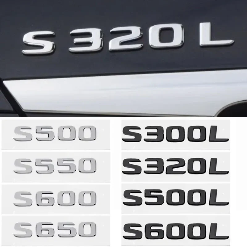 3D Car Letter Stickers Rear Trunk Badge Decals for Mercedes Benz S300L S320L S500L S500 S550 S600L S600 S650 S Class Emblem