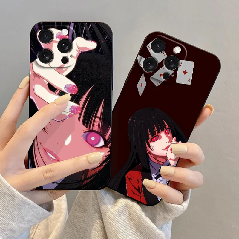 J-Jabami Y-Yumeko Kakeguruis For iPhone 15 14 13 12 11 XS XR X 8 7 SE Pro Max Plus Mini Black Funda Phone Case