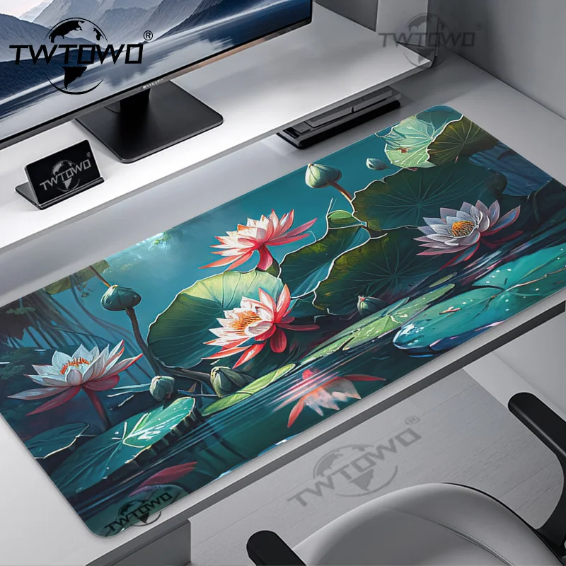 Mouse Pad Water Lily Flowers Gamer printon demand New HD Mousepad XXL Playmat Non-Slip Soft Office Computer Mouse Mats