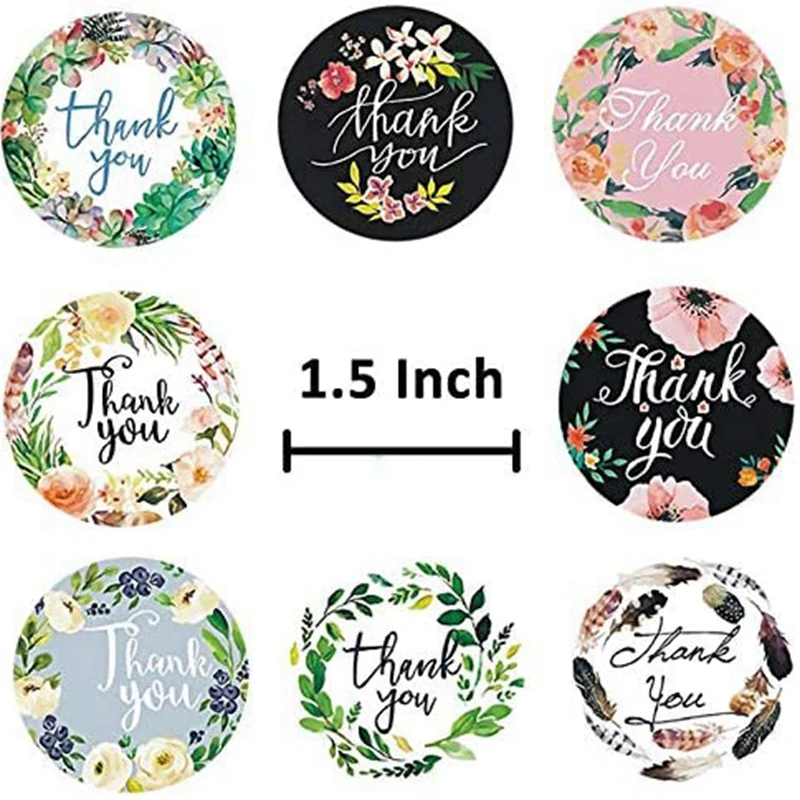 2 Roll 1.5 Inch Thank You Stickers Labels Roll 1000 Labels Thank You Stamp For Shipping Bags
